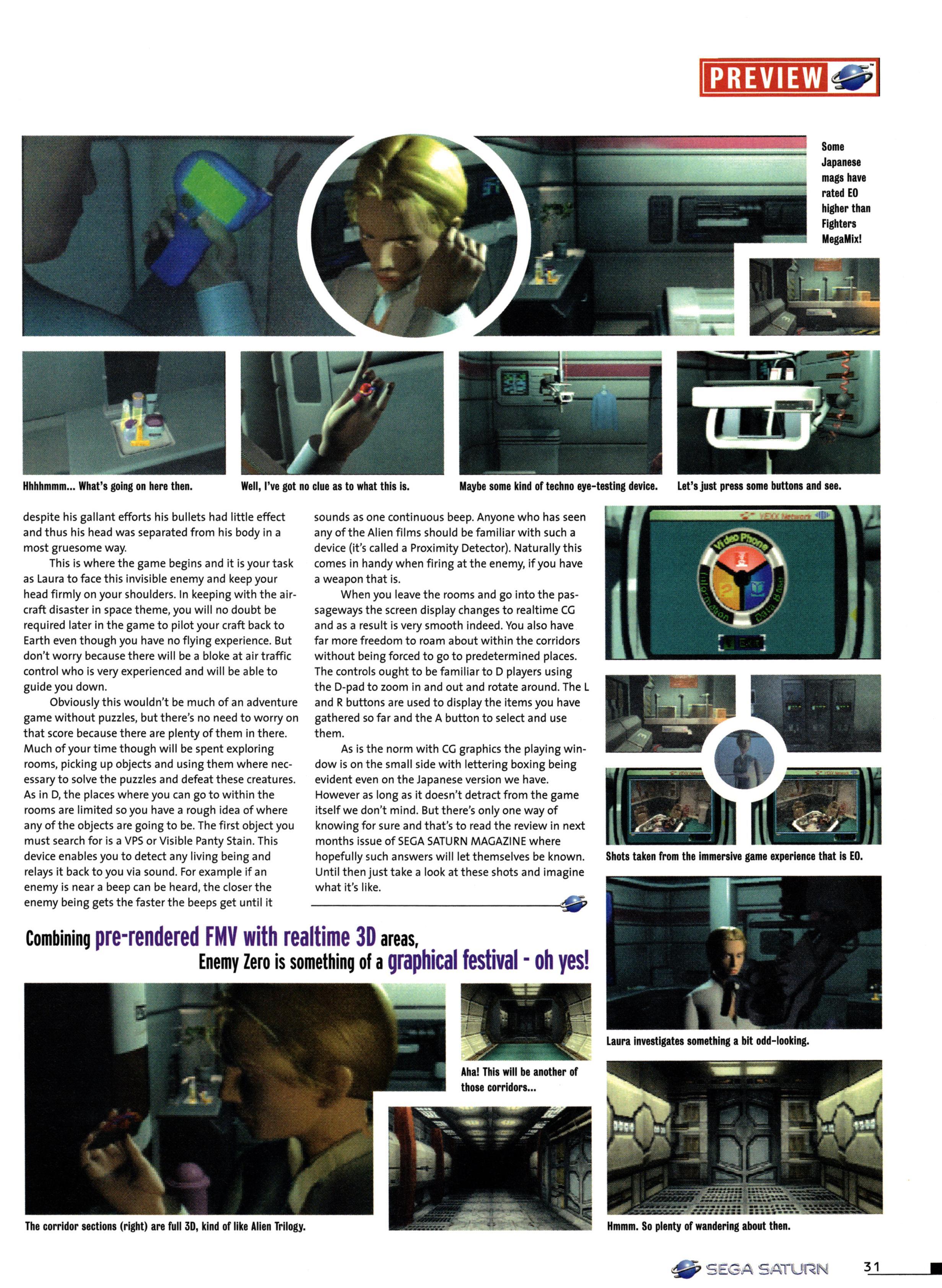 Preview for Enemy Zero on Sega Saturn from Official Sega Saturn Magazine 16 - February 1997 (UK)
