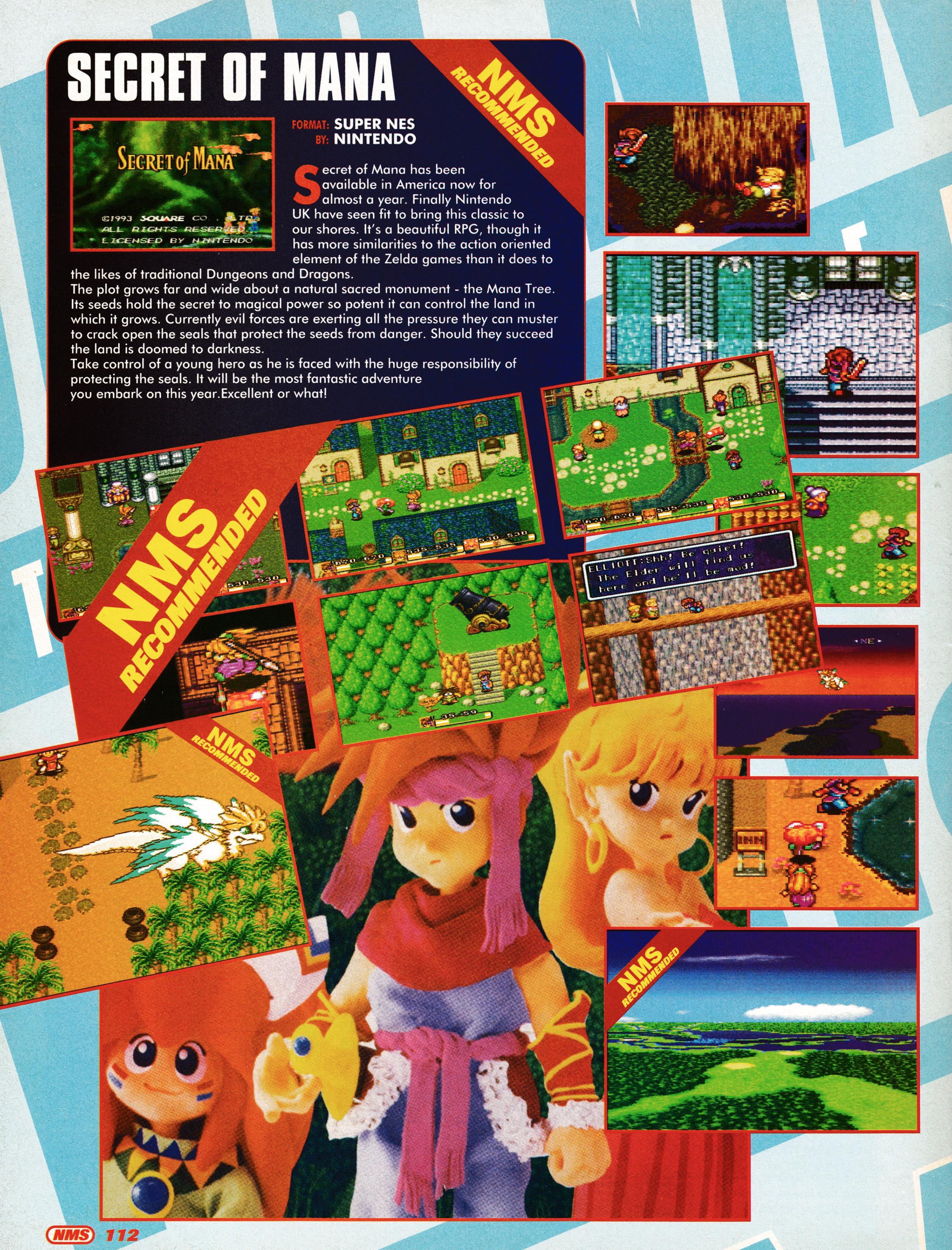 Preview for Secret of Mana on Super Nintendo.
Taken from Nintendo Magazine System 26 - November 1994 (UK)
