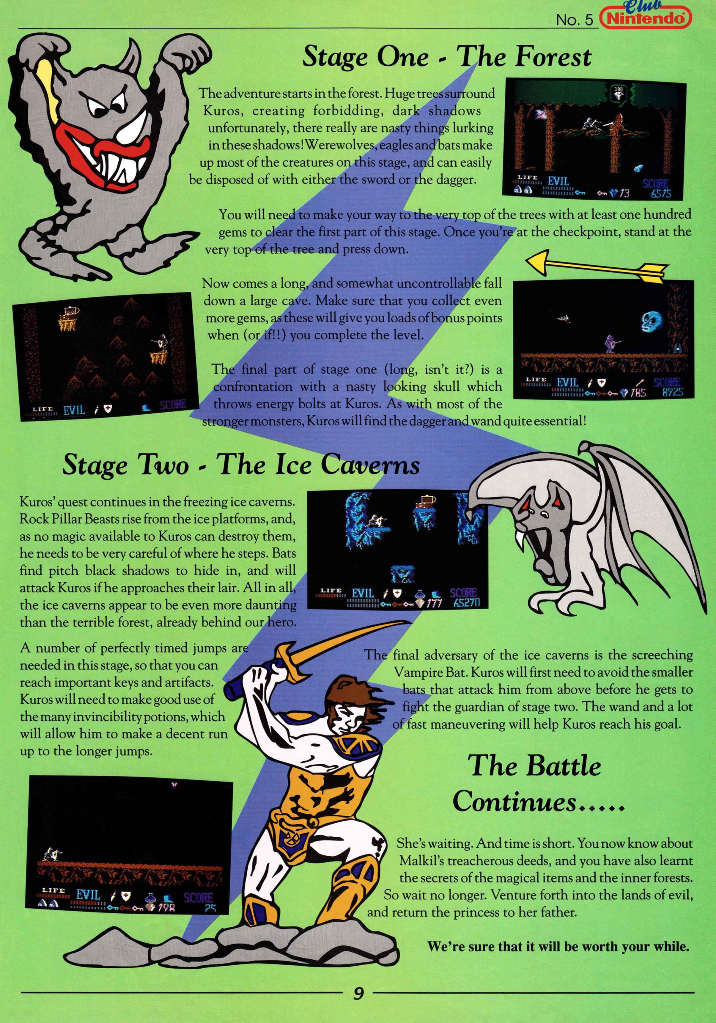 Review for The Wizards & Warriors on NES from Club Nintendo Volume 1 Issue 5 - 1989 (UK)